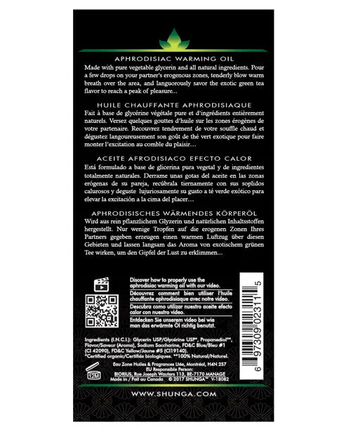 Female Sex Toys Shunga Shunga Organica Warming Oil 35 oz Green Tea Female Sex Toys Shunga Shunga Organica Warming Oil 35 oz Green Tea