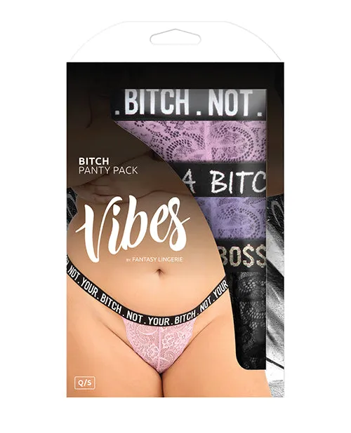 Female Sex Toys Vibes By Fantasy Lingerie Vibes Bitch 3 Pack Lace Panty Assorted Colors QN Female Sex Toys Vibes By Fantasy Lingerie Vibes Bitch 3 Pack Lace Panty Assorted Colors QN