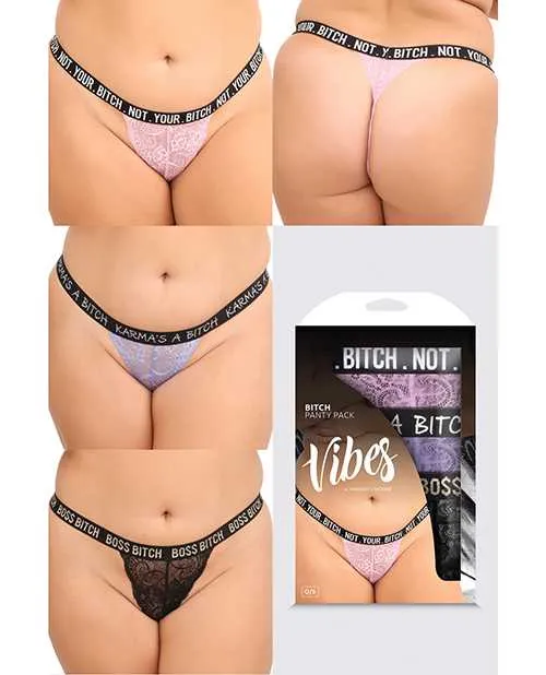 Female Sex Toys Vibes By Fantasy Lingerie Vibes Bitch 3 Pack Lace Panty Assorted Colors QN Female Sex Toys Vibes By Fantasy Lingerie Vibes Bitch 3 Pack Lace Panty Assorted Colors QN