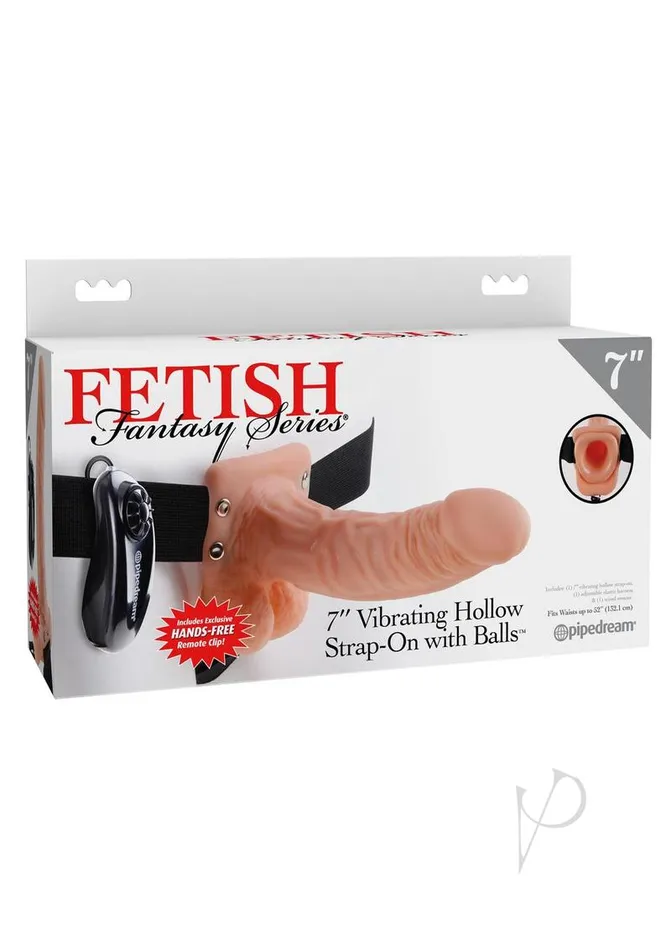 Fetish Fantasy Series Fetish Fantasy Series Vibrating Hollow StrapOn Dildo with Balls and Harness with Wired Remote Control 7in Vanilla Female Sex Toys Fetish Fantasy Series Fetish Fantasy Series Vibrating Hollow StrapOn Dildo with Balls and Harness with Wired Remote Control 7in Vanilla Female Sex Toys