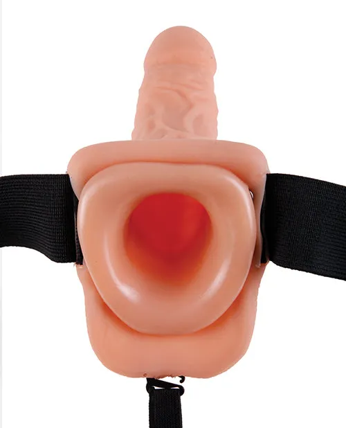 Fetish Fantasy Series Fetish Fantasy Series Vibrating Hollow StrapOn Dildo with Balls and Harness with Wired Remote Control 7in Vanilla Female Sex Toys