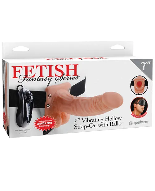 Fetish Fantasy Series Fetish Fantasy Series Vibrating Hollow StrapOn Dildo with Balls and Harness with Wired Remote Control 7in Vanilla Female Sex Toys