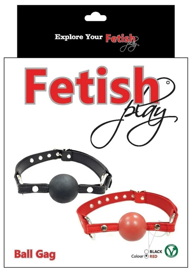 Fetish Play Ball Gag Vegan Leather Red Rouge Couples