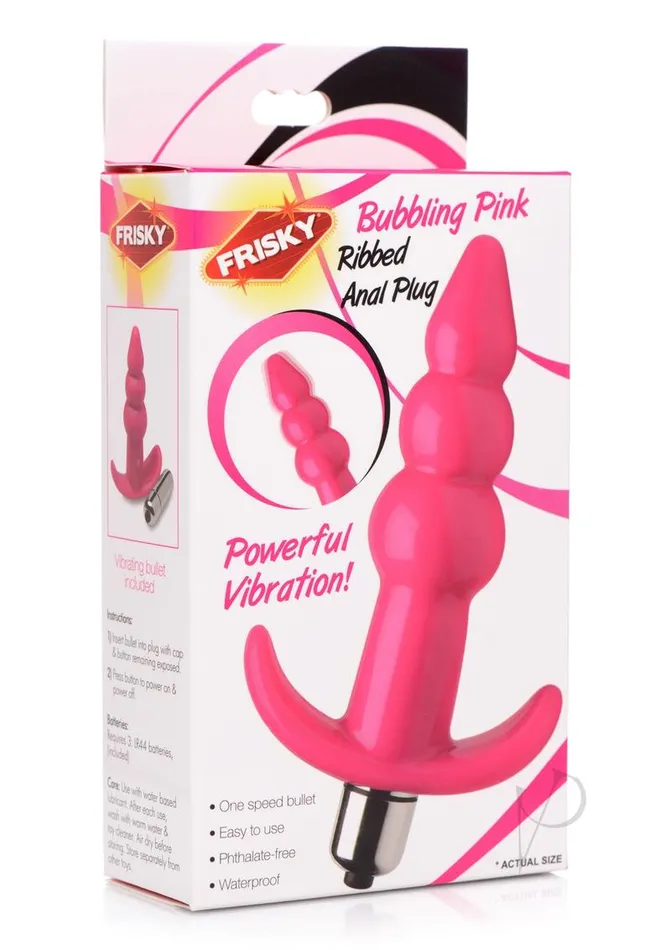 Frisky Frisky Bubbling Pink Ribbed Anal Plug Pink Anal