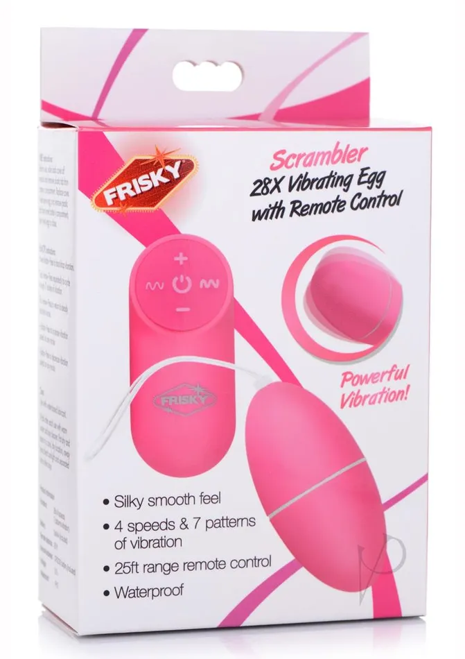 Frisky Scrambler 28X Rechargeable Vibrating Egg with Remote Control Pink Frisky Female Sex Toys Frisky Scrambler 28X Rechargeable Vibrating Egg with Remote Control Pink Frisky Female Sex Toys