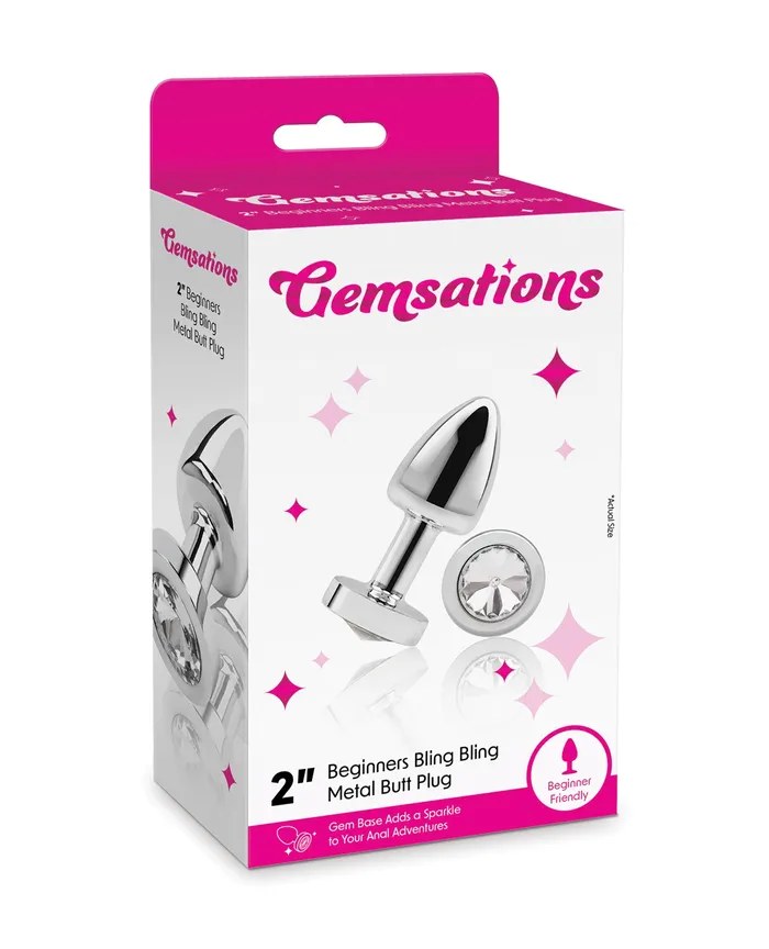 Gemsations 2 Beginners Bling Bling Metal Butt Plug Silver Gemsations Anal