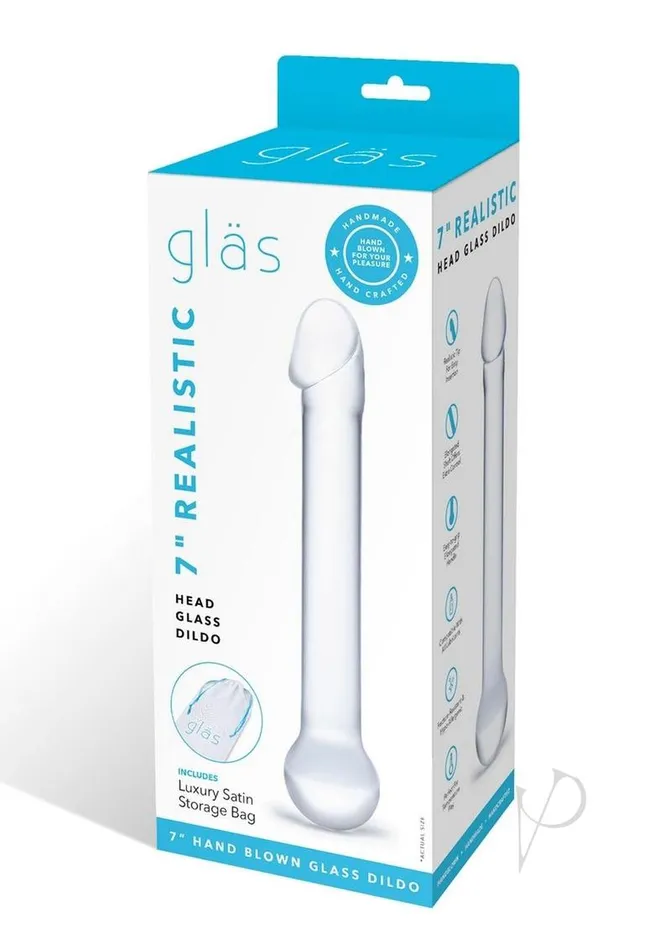 Glas Realistic Head Glass Dildo 7in Clear Glas Dildos