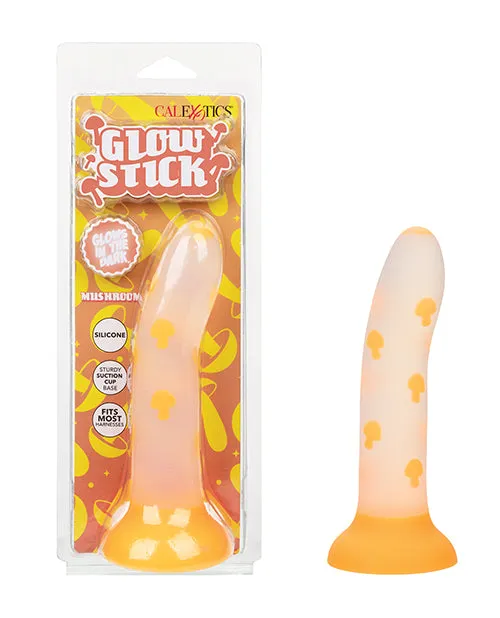 Glow Stick Female Sex Toys Glow Stick Mushroom Silicone Glow in the Dark Dildo with Suction Base Orange
