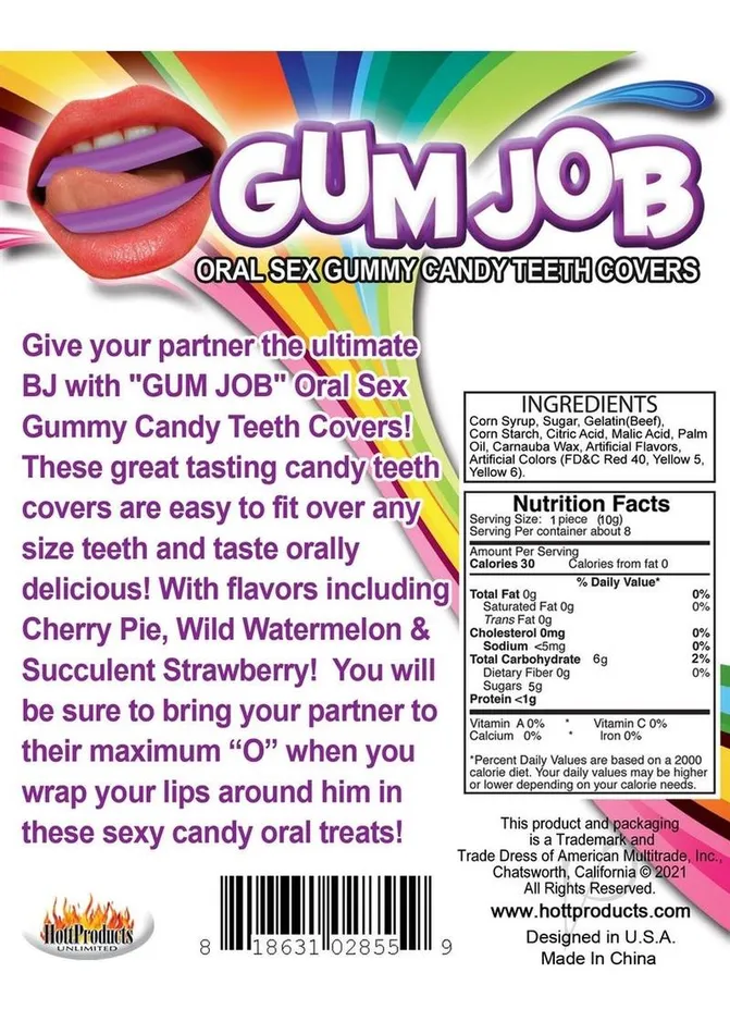 Gum Job Oral Sex Gummy Candy Teeth Covers Assorted Flavors 6 Pack Hott Products Enhancers