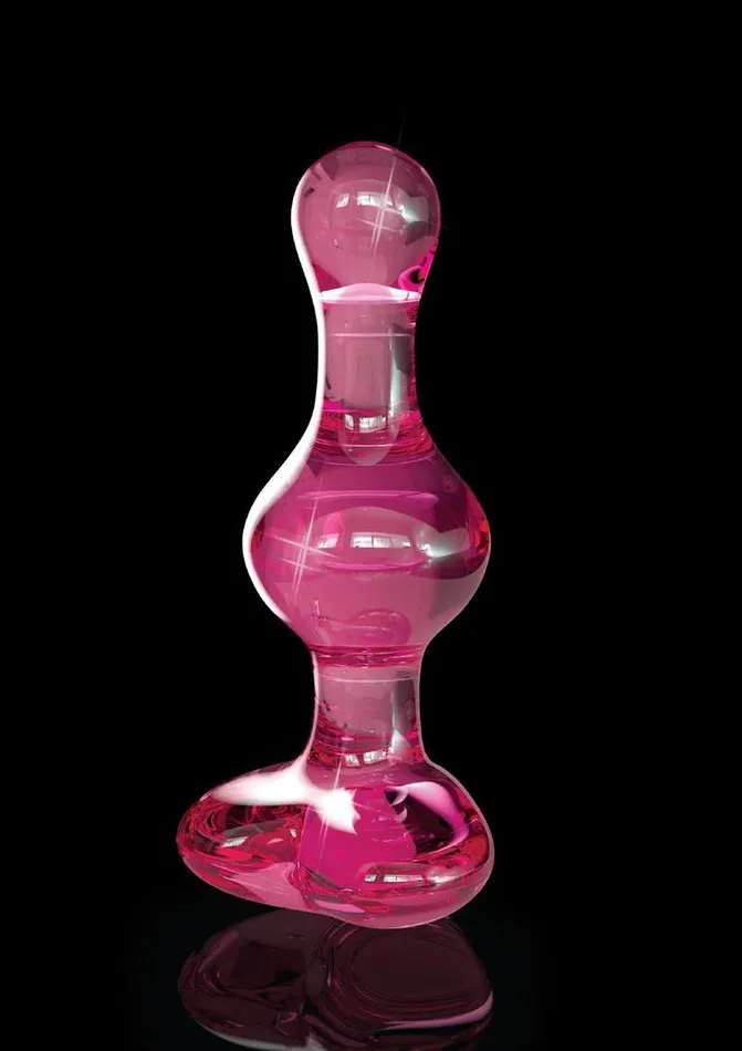 Icicles Anal Icicles No 75 Beaded Heart Shaped Glass Anal Plug Pink