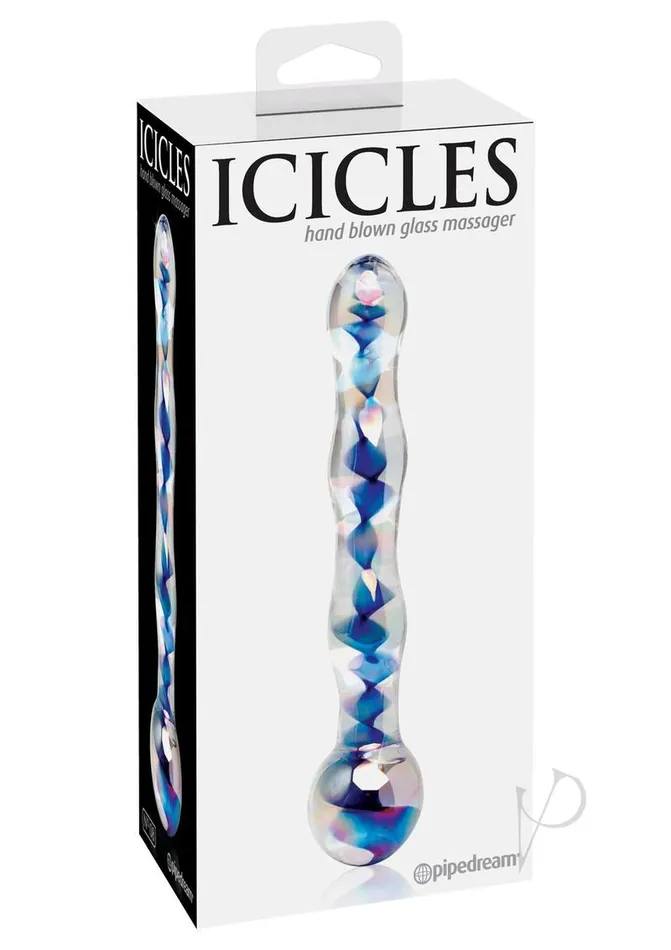 Icicles Icicles No 8 Beaded Glass Dildo 7in ClearBlue Dildos