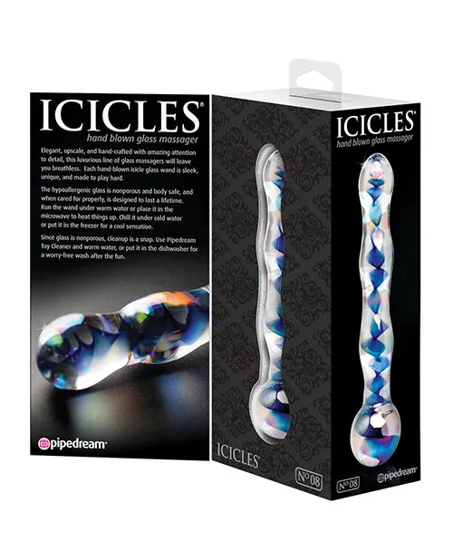 Icicles Icicles No 8 Beaded Glass Dildo 7in ClearBlue Dildos