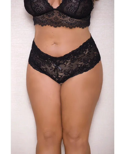 Icollection Lingerie Anal Lace Pearl Boyshort wSatin Bow Accents Black 3X4X Icollection Lingerie Anal Lace Pearl Boyshort wSatin Bow Accents Black 3X4X