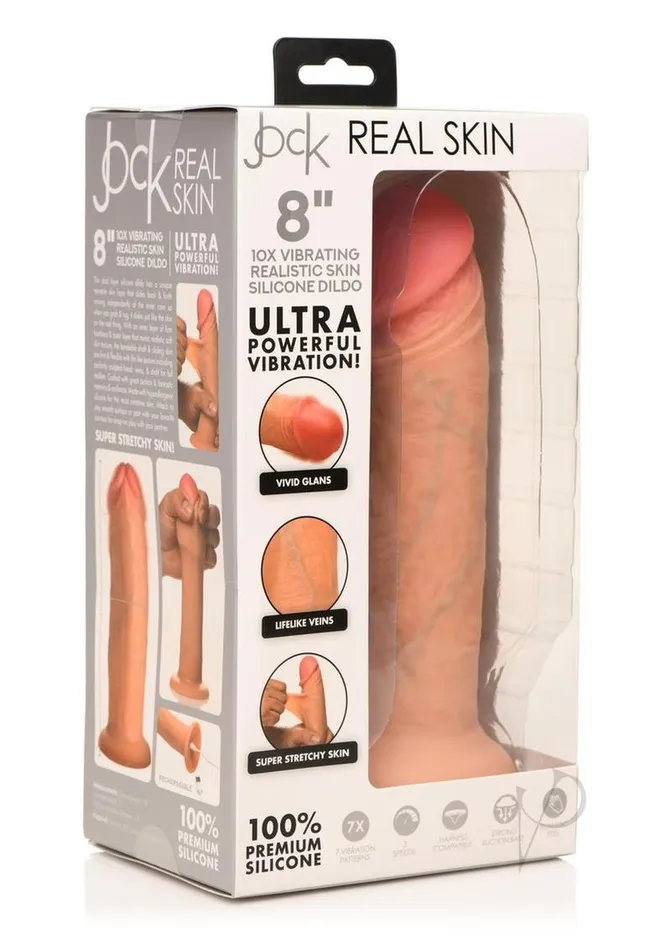 Jock Dildos Jock Real Skin Vibrating Silicone Dildo 8in Vanilla
