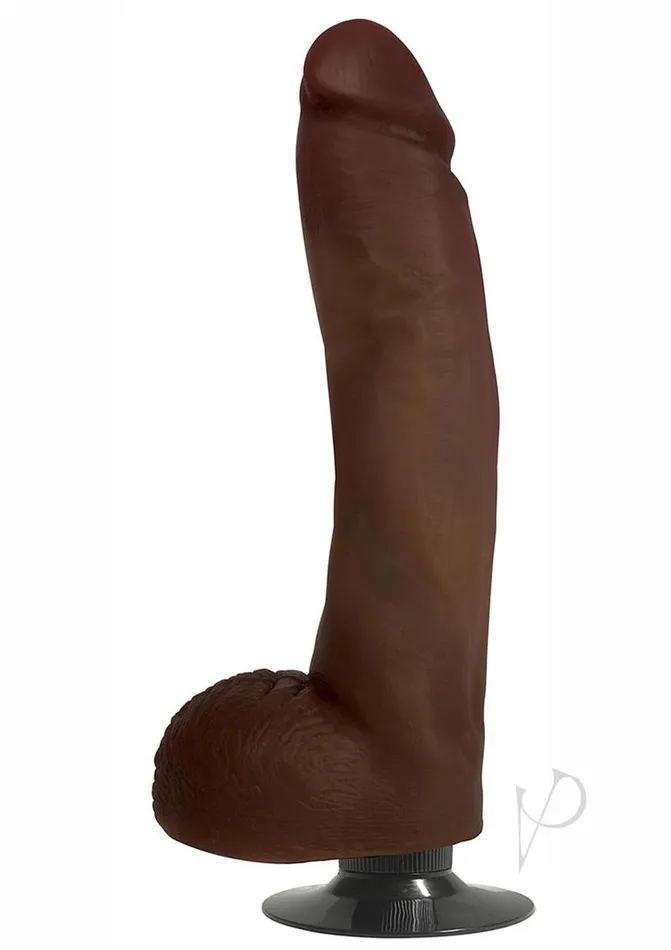 Jock Female Sex Toys JOCK Vibrating Dildo with Balls 10in Chocolate