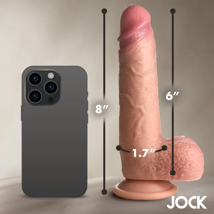 JOCK Real Skin Silicone Dildo w Balls Curve Toys Dildos