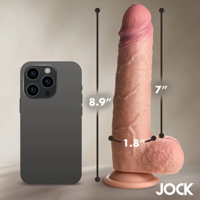 JOCK Real Skin Silicone Dildo w Balls Curve Toys Dildos