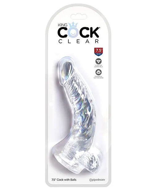 King Cock Clear Dildo with Balls 75in Clear King Cock Dildos