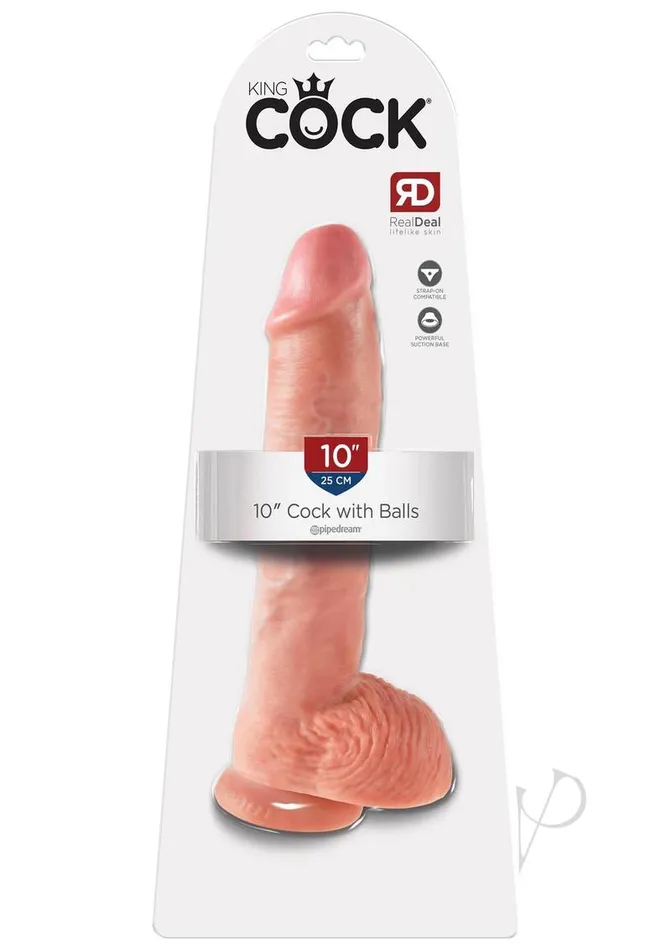 King Cock Dildo with Balls 10in Vanilla King Cock Dildos