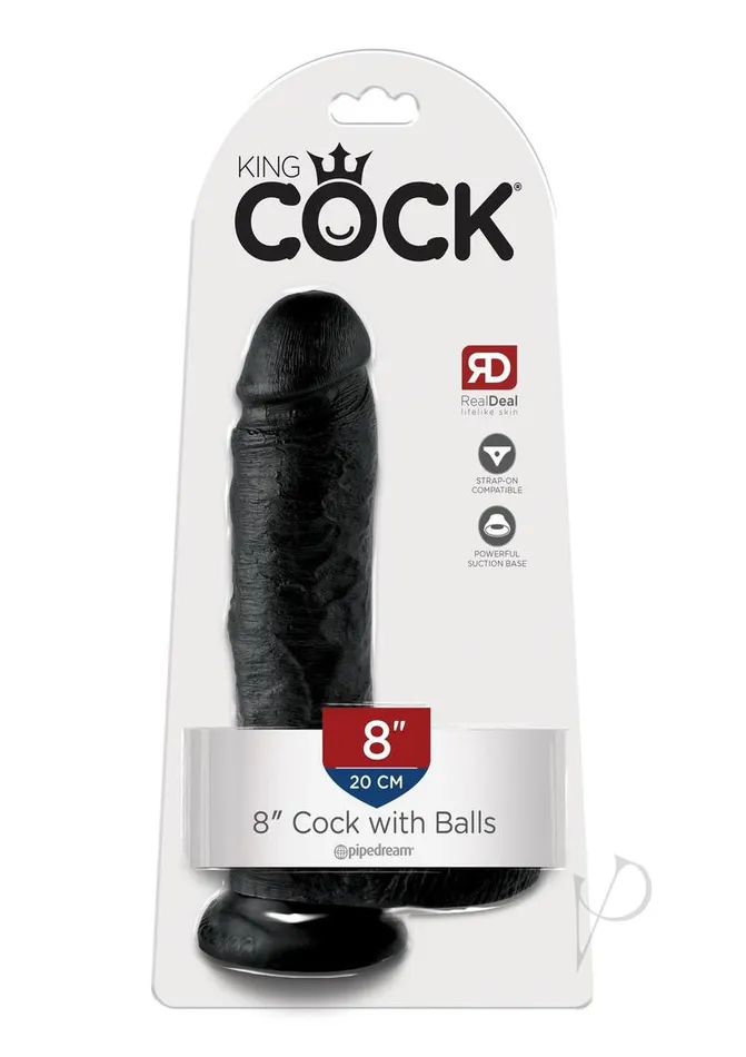 King Cock Dildo with Balls 8in Black King Cock Dildos