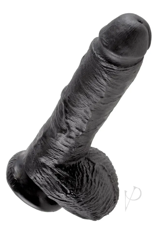 King Cock Dildo with Balls 8in Black King Cock Dildos