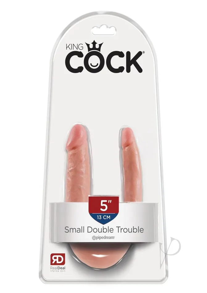 King Cock Dildos King Cock UShaped Small Double Trouble Dildo Vanilla