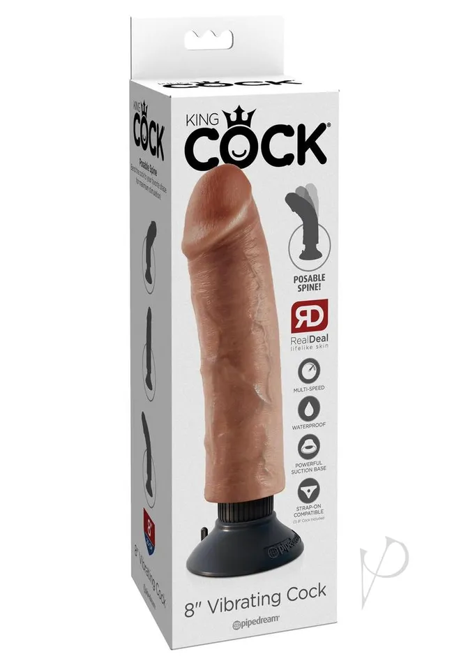 King Cock Dildos King Cock Vibrating Dildo 8in Caramel