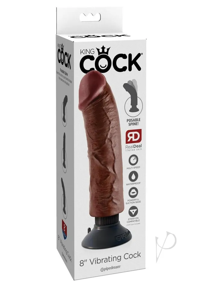 King Cock Dildos King Cock Vibrating Dildo 8in Chocolate
