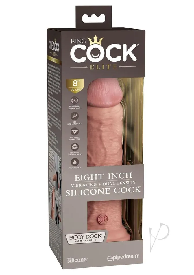 King Cock Elite Dual Density Vibrating Rechargeable Silicone Dildo with Remote Control 8in Vanilla King Cock Female Sex Toys King Cock Elite Dual Density Vibrating Rechargeable Silicone Dildo with Remote Control 8in Vanilla King Cock Female Sex Toys