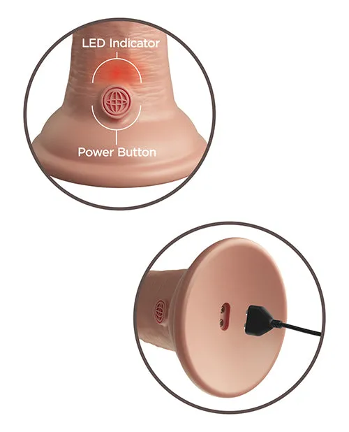 King Cock Elite Dual Density Vibrating Rechargeable Silicone Dildo with Remote Control 8in Vanilla King Cock Female Sex Toys