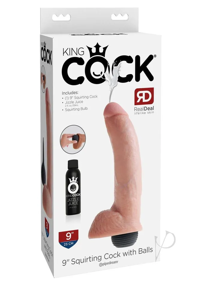 King Cock Squirting Dildo with Balls 9in Vanilla King Cock Dildos