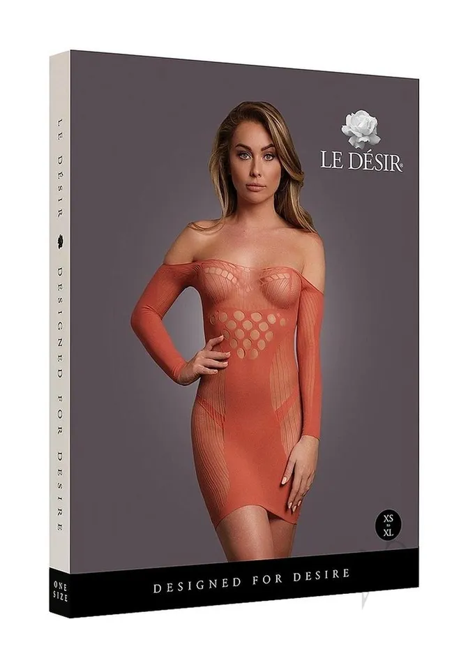 Le Desir Long Sleeved Net Mini Dress OS Sunset Glow Orange Le Desir Female Sex Toys Le Desir Long Sleeved Net Mini Dress OS Sunset Glow Orange Le Desir Female Sex Toys