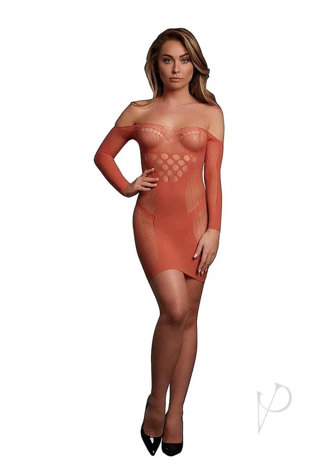 Le Desir Long Sleeved Net Mini Dress OS Sunset Glow Orange Le Desir Female Sex Toys Le Desir Long Sleeved Net Mini Dress OS Sunset Glow Orange Le Desir Female Sex Toys