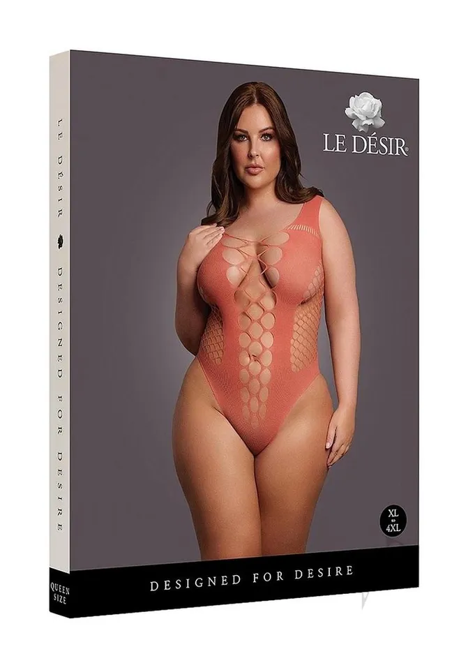 Le Desir Male Sex Toys Le Desir VNeck Teddy with Opaque Panels Queen Sunset Glow Orange Le Desir Male Sex Toys Le Desir VNeck Teddy with Opaque Panels Queen Sunset Glow Orange