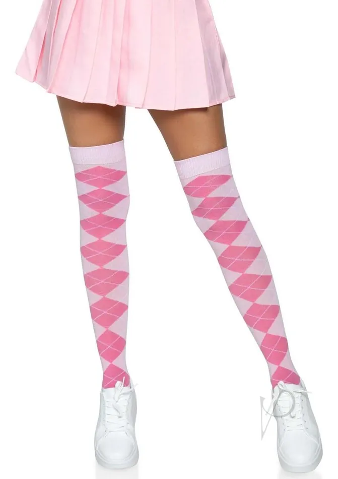 Leg Avenue Argyle Knit Over The Knee Socks OS Pink Leg Avenue Vibrators