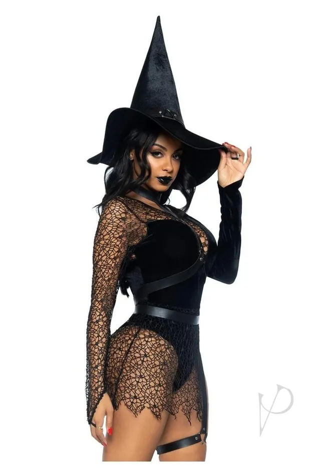 Leg Avenue Crafty Witch Snap Crotch Velvet Bodysuit with Distressed Net and Attached Garter Choker Body Harness and Matching Velvet Witch Hat 3 Piece Large Black Leg Avenue Female Sex Toys Leg Avenue Crafty Witch Snap Crotch Velvet Bodysuit with Distressed Net and Attached Garter Choker Body Harness and Matching Velvet Witch Hat 3 Piece Large Black Leg Avenue Female Sex Toys
