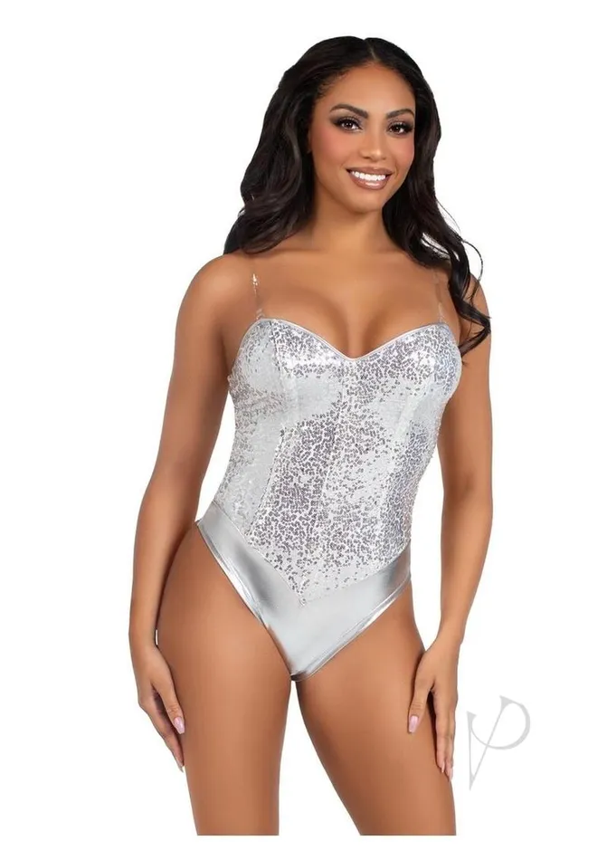 Leg Avenue Female Sex Toys Leg Avenue Sequin Boned Snap Crotch Bodysuit with Detachable Clear Strap 2 Piece Small Silver Leg Avenue Female Sex Toys Leg Avenue Sequin Boned Snap Crotch Bodysuit with Detachable Clear Strap 2 Piece Small Silver