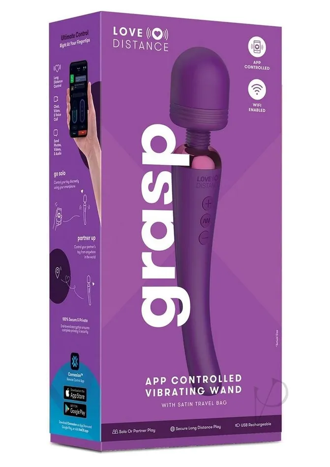 Love Distance Vibrators Love Distance Grasp App Controlled Silicone Rechargeable Wand Purple Love Distance Vibrators Love Distance Grasp App Controlled Silicone Rechargeable Wand Purple
