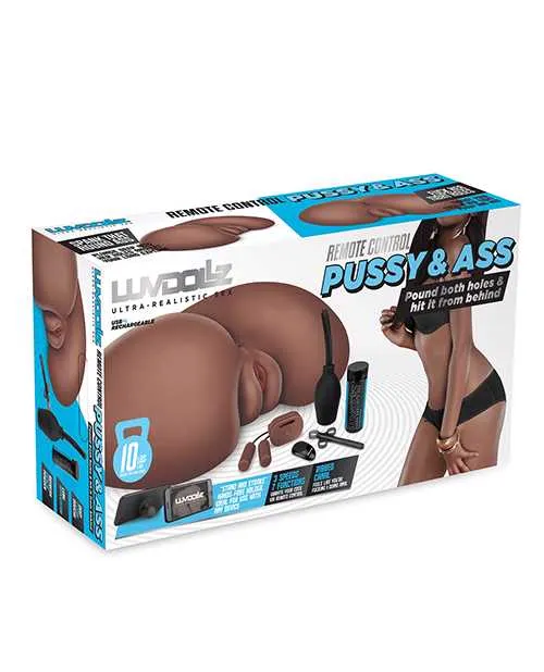 Luv Dollz Male Sex Toys LuvDollz Remote Controlled Vibrating Rechargeable Masturbator with Bullets and Remote Control Pussy and Ass Chocolate