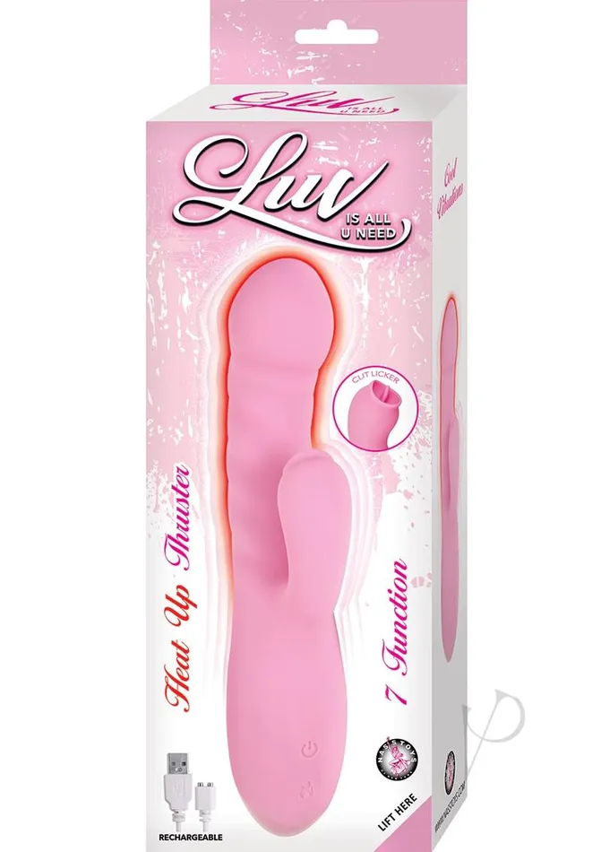 Luv Vibrators Luv Heat Up Thruster Rechargeable Silicone Rabbit Vibrator Pink Luv Vibrators Luv Heat Up Thruster Rechargeable Silicone Rabbit Vibrator Pink