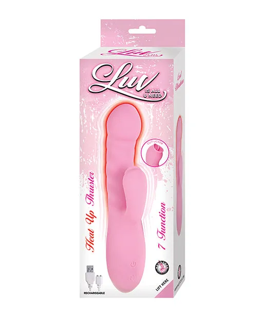 Luv Vibrators Luv Heat Up Thruster Rechargeable Silicone Rabbit Vibrator Pink