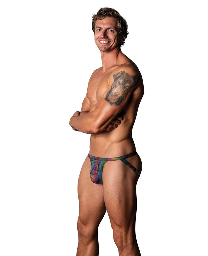 Male Power Couples Pack Play Jock wFront Condom Pocket Rainbow LXL