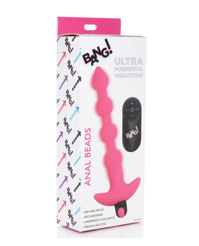 Male Sex Toys Bang Bang Vibrating Silicone Rechargeable Anal Beads with Remote Control Pink