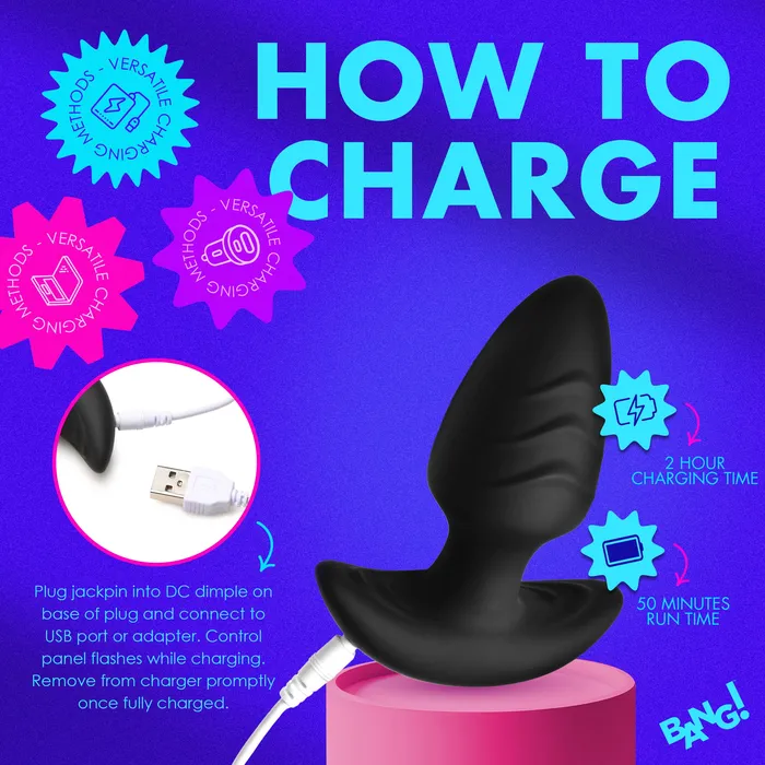 Male Sex Toys Bang Rotating and Vibrating Silicone Butt Plug