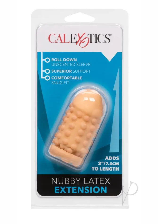 Male Sex Toys Extensions Nubby Latex Extension 3in Vanilla