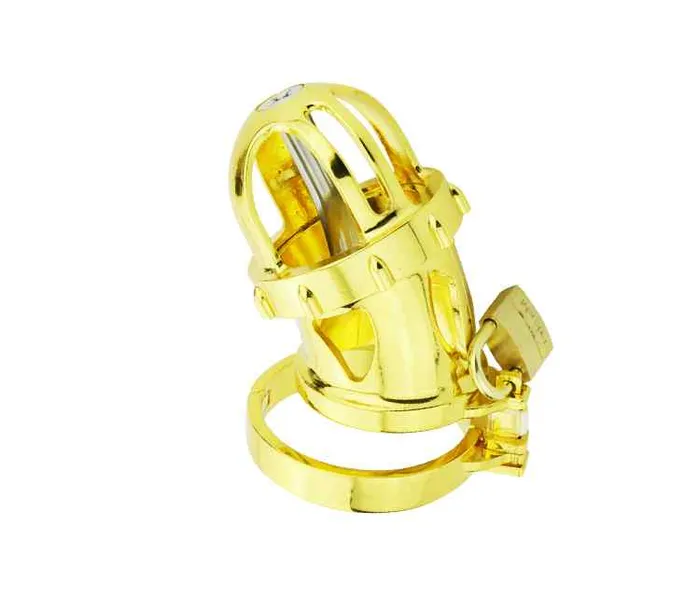 Male Sex Toys Golden Plated Chastity Cage Wild Night Fantasies