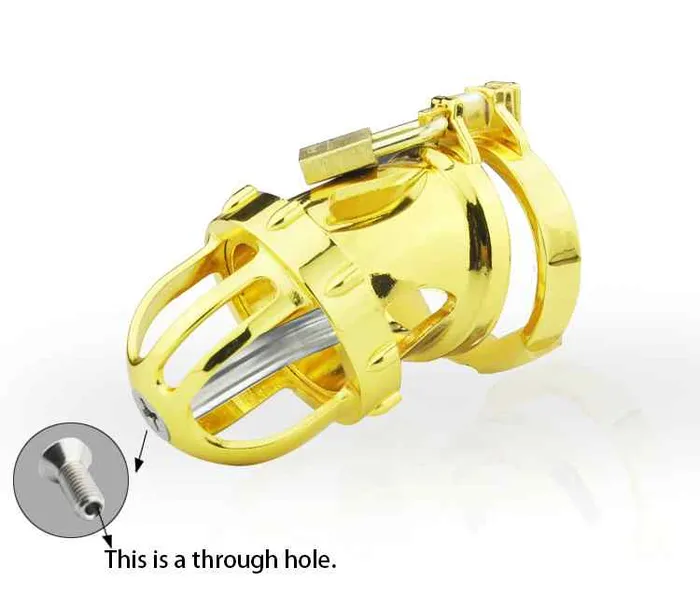 Male Sex Toys Golden Plated Chastity Cage Wild Night Fantasies