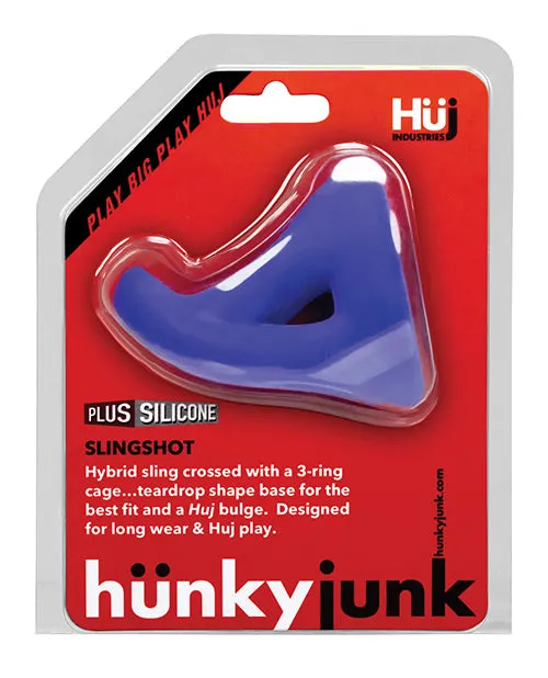 Male Sex Toys Hunkyjunk Hunkyjunk Slingshot Silicone 3 Ring Teardrop Cock Ring Blue