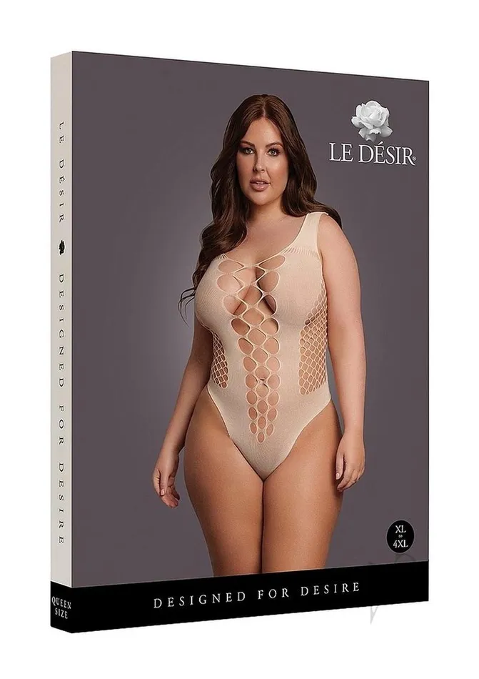 Male Sex Toys Le Desir Le Desir VNeck Teddy with Opaque Panels Queen Beige Male Sex Toys Le Desir Le Desir VNeck Teddy with Opaque Panels Queen Beige