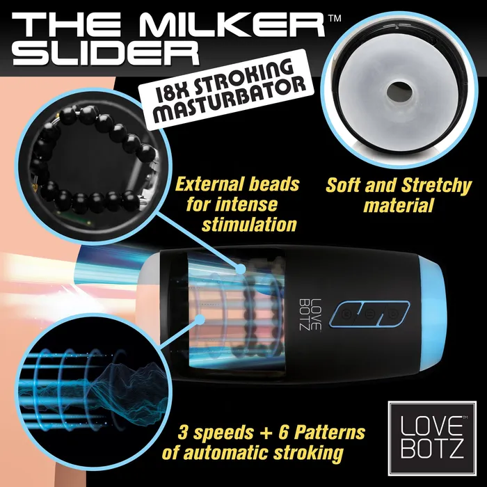Male Sex Toys LoveBotz The Milker Slider 18X Stroking Masturbator